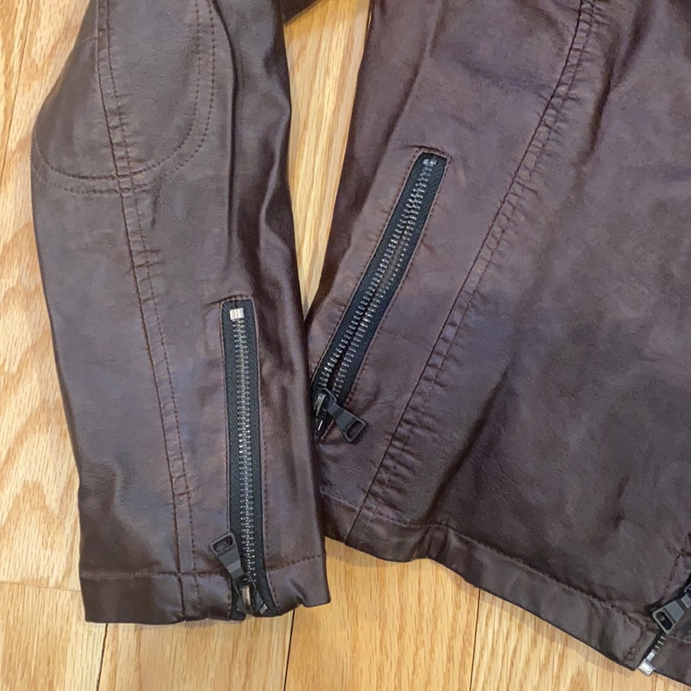 Express Brown Oiled Pleather Jacket - image 2